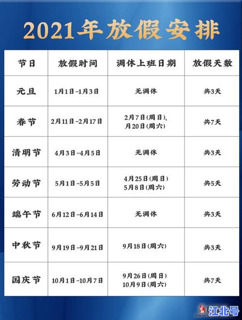 21年放假安排时间日历公布：2021最新法定节假日表及调休技巧汇总